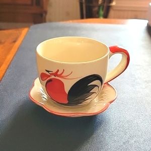 Small Rooster Teacup and Saucer